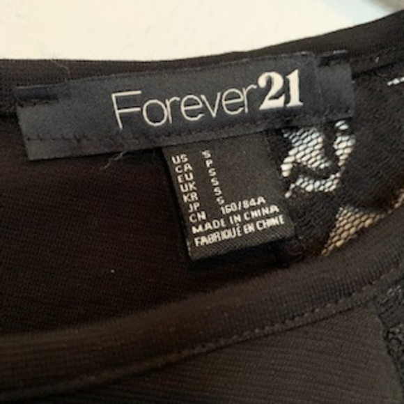 Forever 21 Black Peplum Lace Trim Long Sleeve - Picture 4 of 5